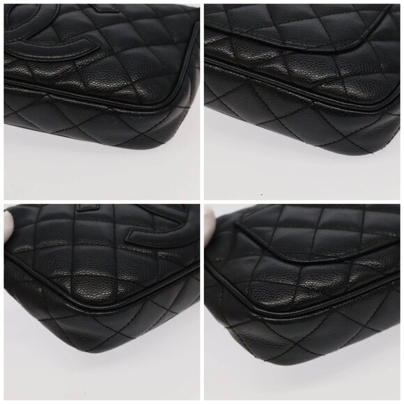 CHANEL Matelasse COCO Mark Chain Shoulder Bag Grained Calf Skin Black CC Aut - Picture 16 of 16